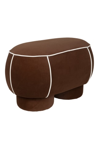 Pouf en bois Marina - Marron - En tissu doux