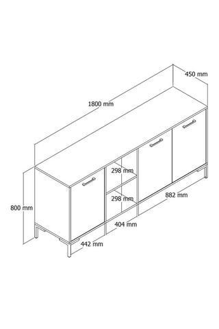 Buffet 3 portes Imitation bois - 180 x 80 x 45 cm