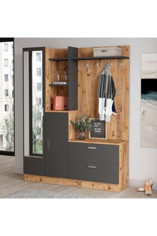 Meuble d'entrée 2 portes Gris et imitation bois