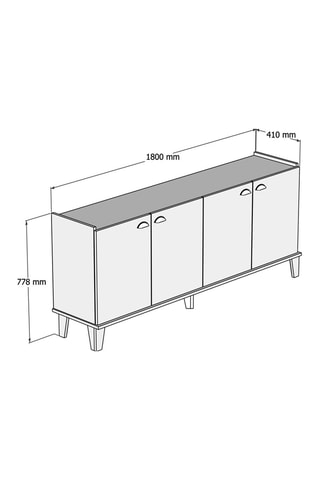 Bahut 4 portes - 180 x 41 x 77,8 cm