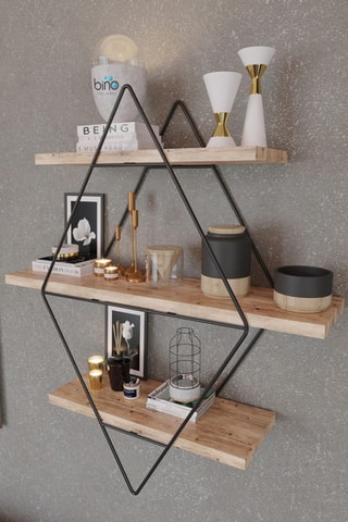 Etagère murale en bois massif - 70 x 60 x 16 cm