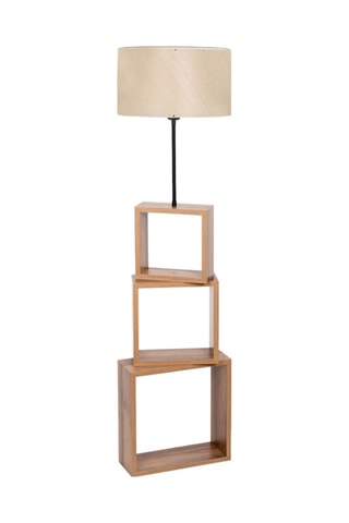 Lámpara de pie con estante de madera Ayd - Beige y natural - 60 W
