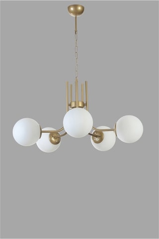 Suspension - Doré et blanc - 5 x 40 W