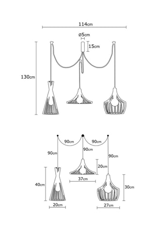 Suspension Mezopotamya - Doré - 3 x 40 W