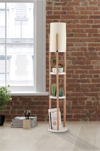 Lampadaire Povimento - Doré et naturel - 45 - 60 W