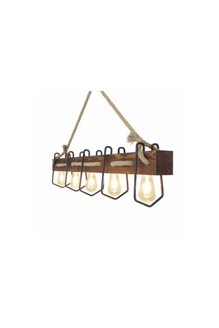 Lámpara de techo de pino macizo - Natural - 5 x 40 W