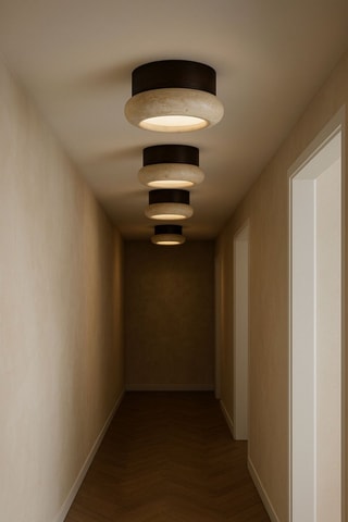 Plafonnier en bois et travertin - Beige