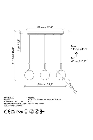 Suspension - Noir - 3 x 40 W
