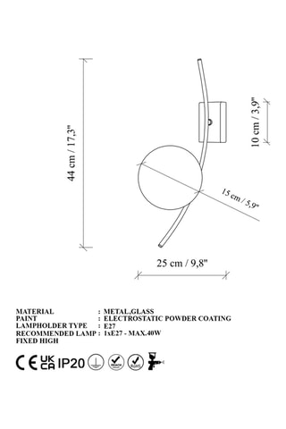 Applique murale Hilal - Doré et blanc - 40 W