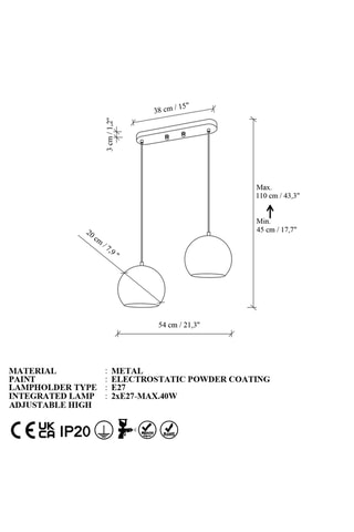 Suspension Orbit - Noir - 2 x 40 W