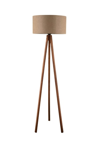 Lampadaire trépied en bois - Naturel et beige - 40 W
