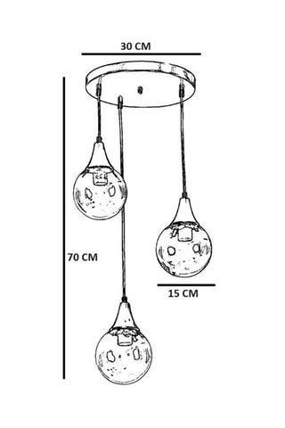 Suspension - Doré - 3 x 60 W