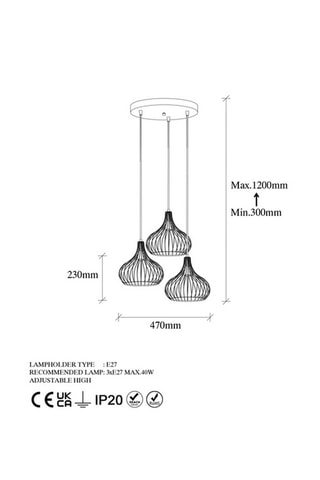 Suspension Teldamla - Doré brillant - 3 x 40 W
