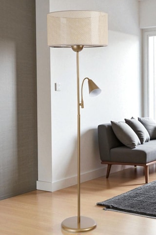 Lampadaire - Doré et beige - 2 x 40 W