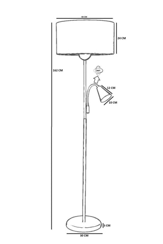 Lampadaire - Doré et beige - 2 x 40 W