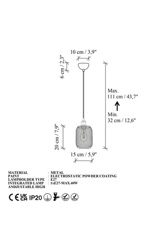 Suspension Berk - Noir - 40 W