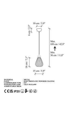 Suspension Berk - Doré - 40 W