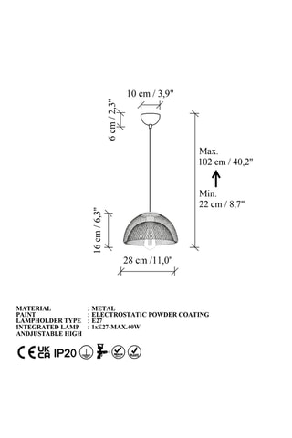 Suspension Berk - Doré - 40 W