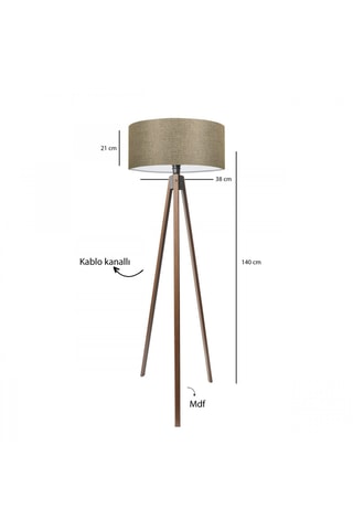 Lampadaire trépied en bois - Beige - 40 W