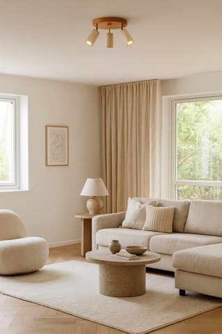 Plafonnier en bois et travertin - Beige