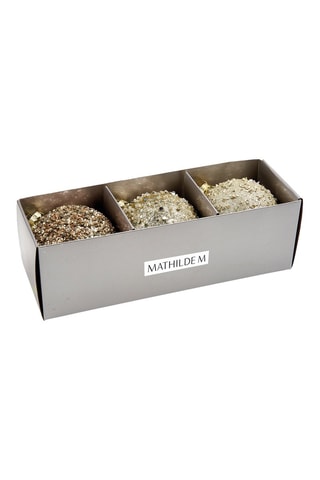 Coffret de 3 boules décoratives Comète pailletées - 25 x 8,2 x 8,3 cm