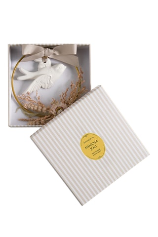 Couronne florale colombe parfumée Mimosa Joli