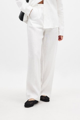 Pantaloni wide legs in lino - Bianco
