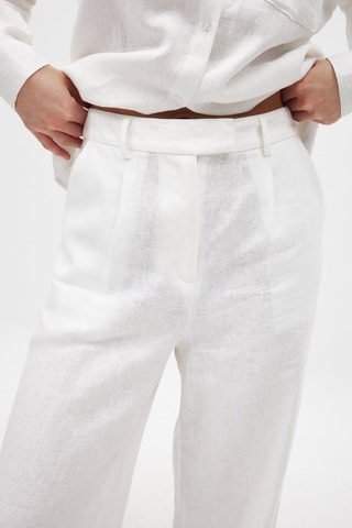 Pantaloni wide legs in lino - Bianco
