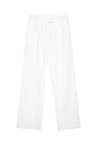 Pantaloni wide legs in lino - Bianco