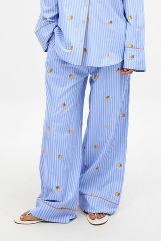 Pantaloni loose a vita alta - Azzurro