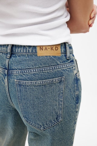 Jeans larghi a vita alta - Cobalto