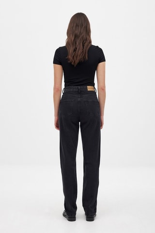 Jeans straight a vita alta - Grigio scuro 