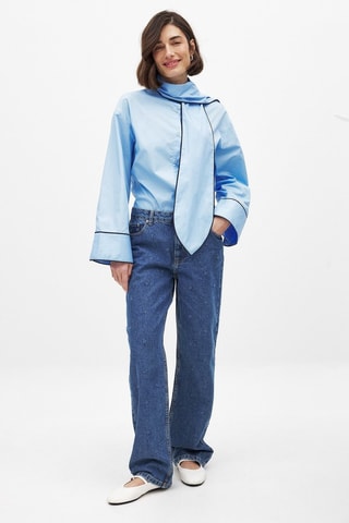 Jeans straight a vita alta - Blu