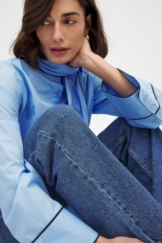 Jeans straight a vita alta - Blu