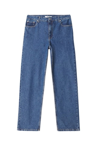 Jeans straight a vita alta - Blu