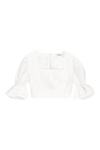 Crop top de lino - Blanco