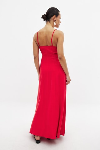 Abito lungo in lino - Rosso