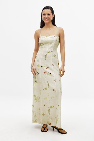 Abito lungo in lino - Ecrù