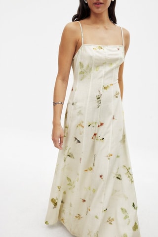 Abito lungo in lino - Ecrù