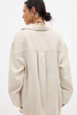 Abito a camicia in lino - Beige