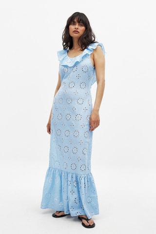 Abito lungo in sangallo - Azzurro