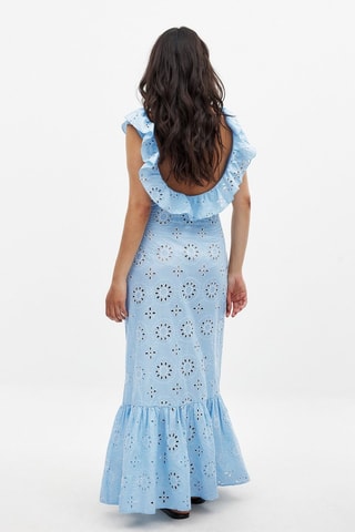 Abito lungo in sangallo - Azzurro