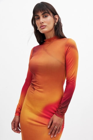 Abito lungo tie and dye - Arancione e rosso