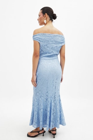 Abito lungo in pizzo - Azzurro
