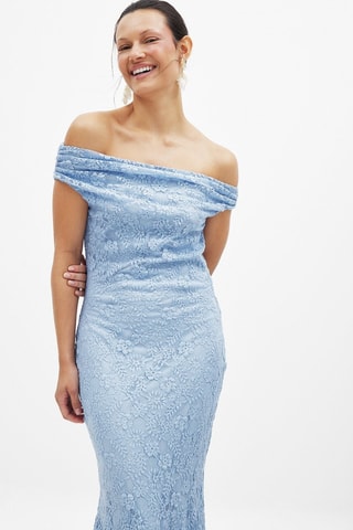 Abito lungo in pizzo - Azzurro