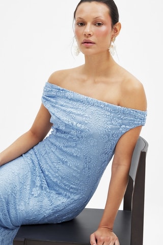 Abito lungo in pizzo - Azzurro