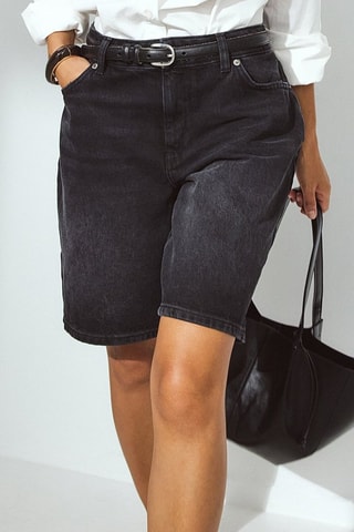 Shorts loose in jeans - Grigio scuro