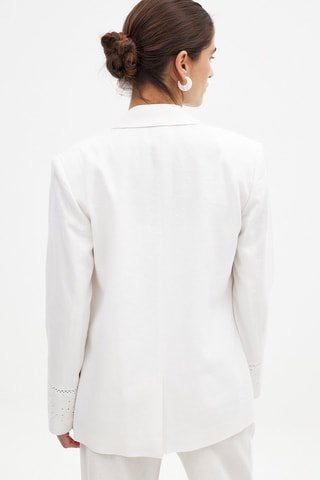 Blazer regular in lino - Bianco