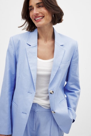 Blazer regular in lino - Azzurro