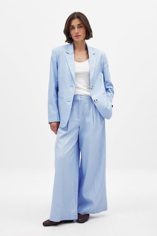 Blazer regular in lino - Azzurro